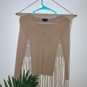Lace up sweater